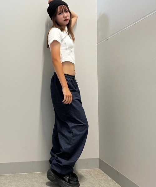 セール】デニム風ルーズシルエットパンツ（スウェットパンツ