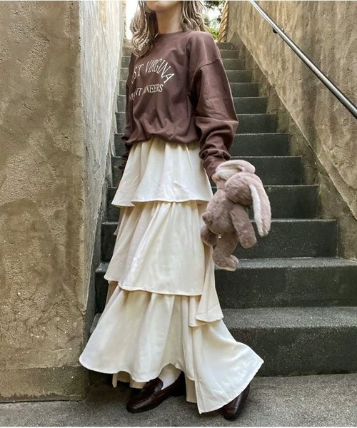 merrylatte(メリーラテ)の「イレヘムティアードスカート(スカート・レディース・ホワイト/ベージュ・FREE)」の5枚目の写真