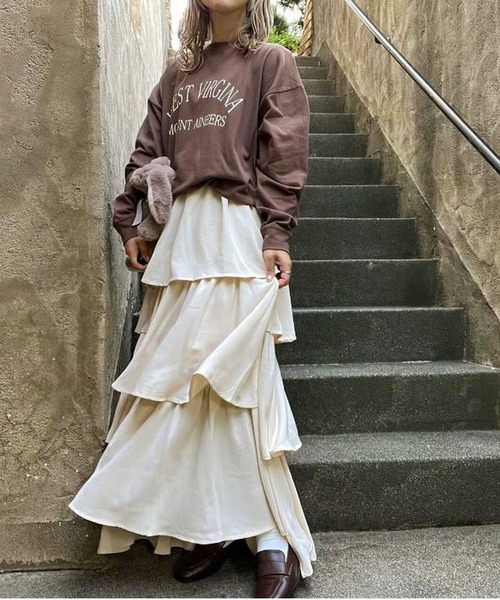 merrylatte(メリーラテ)の「イレヘムティアードスカート(スカート・レディース・ホワイト/ベージュ・FREE)」の6枚目の写真