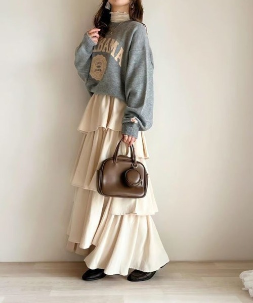 merrylatte(メリーラテ)の「イレヘムティアードスカート(スカート・レディース・ホワイト/ベージュ・FREE)」の11枚目の写真