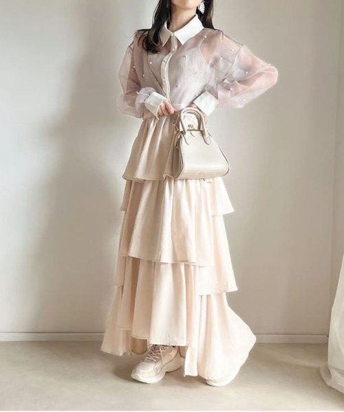 merrylatte(メリーラテ)の「イレヘムティアードスカート(スカート・レディース・ホワイト/ベージュ・FREE)」の14枚目の写真