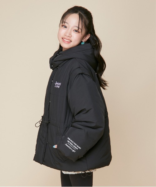 JENNI love（ジェニィラブ）の「【フード/袖取り外し可能・はっ水加工】2wayそで取外し中綿ミドル丈コート（その他アウター・キッズ・グレー/ブラック・130cm/140cm/150cm/160cm）」の2枚目の写真