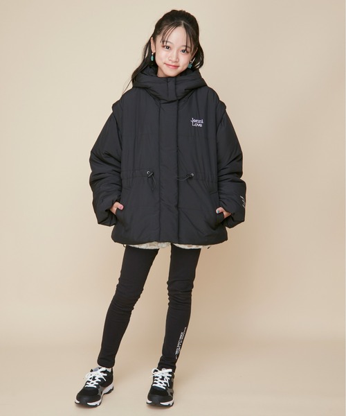 JENNI love（ジェニィラブ）の「【フード/袖取り外し可能・はっ水加工】2wayそで取外し中綿ミドル丈コート（その他アウター・キッズ・グレー/ブラック・130cm/140cm/150cm/160cm）」の13枚目の写真
