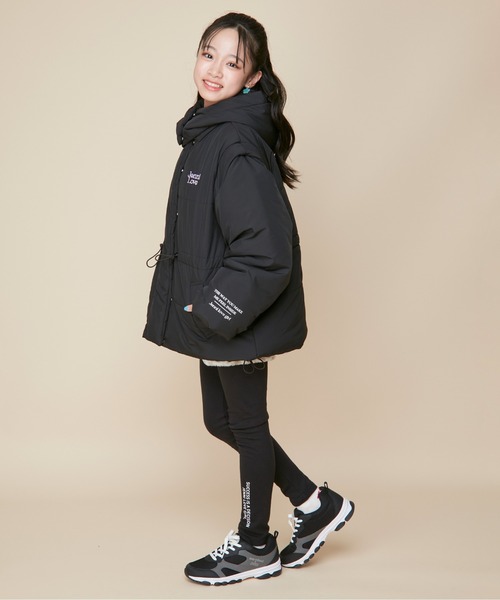 JENNI love（ジェニィラブ）の「【フード/袖取り外し可能・はっ水加工】2wayそで取外し中綿ミドル丈コート（その他アウター・キッズ・グレー/ブラック・130cm/140cm/150cm/160cm）」の14枚目の写真