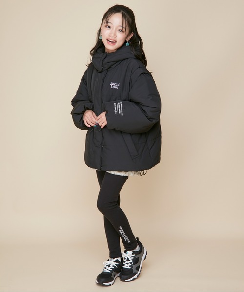 JENNI love（ジェニィラブ）の「【フード/袖取り外し可能・はっ水加工】2wayそで取外し中綿ミドル丈コート（その他アウター・キッズ・グレー/ブラック・130cm/140cm/150cm/160cm）」の16枚目の写真