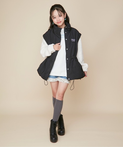 JENNI love（ジェニィラブ）の「【フード/袖取り外し可能・はっ水加工】2wayそで取外し中綿ミドル丈コート（その他アウター・キッズ・グレー/ブラック・130cm/140cm/150cm/160cm）」の22枚目の写真