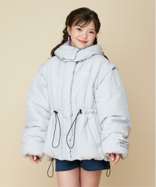 JENNI love（ジェニィラブ）の「【フード/袖取り外し可能・はっ水加工】2wayそで取外し中綿ミドル丈コート（その他アウター・キッズ・グレー/ブラック・130cm/140cm/150cm/160cm）」の11枚目の写真