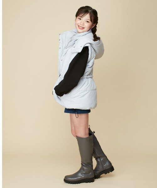 JENNI love（ジェニィラブ）の「【フード/袖取り外し可能・はっ水加工】2wayそで取外し中綿ミドル丈コート（その他アウター・キッズ・グレー/ブラック・130cm/140cm/150cm/160cm）」の7枚目の写真