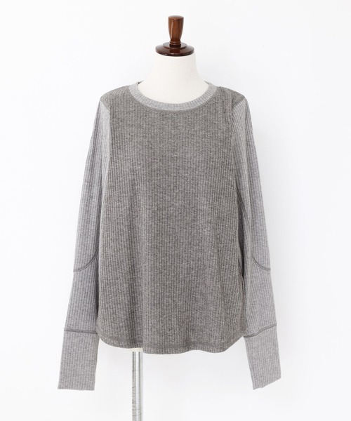 n'OrLABEL(ノアールレーベル)の「配色切替リブカットソー(Tシャツ/カットソー・レディース・ブラック/カーキ/杢グレー・2/1)」の5枚目の写真