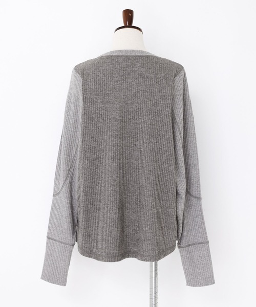 n'OrLABEL(ノアールレーベル)の「配色切替リブカットソー(Tシャツ/カットソー・レディース・ブラック/カーキ/杢グレー・2/1)」の7枚目の写真