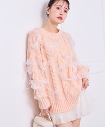 リボンゆるっとケーブルニット