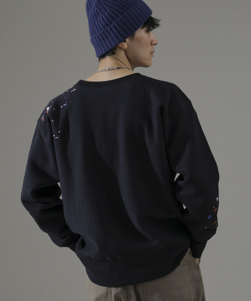 Champion Rロゴ刺繍 ブラックスウェット CHAMPION / チャンピオン 別注 R/W 刺繍スプラッシュ スウェット