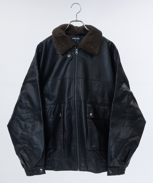 セール】【13】ボア襟脱着可能 G1 PUレザーブルゾン（ライダース