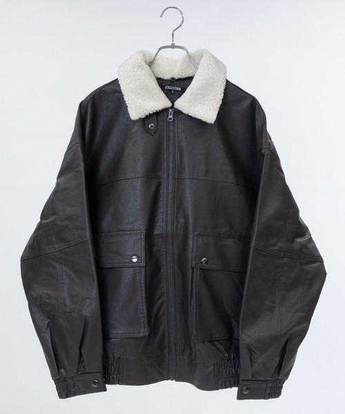 セール】【13】ボア襟脱着可能 G1 PUレザーブルゾン（ライダース