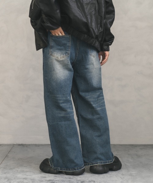 Shoowtime（ショウタイム）の「Vintage wash wide flare denim pants / ビンテージウォッシュワイドフレアデニムパンツ（デニムパンツ・メンズ・ブラック系/ブルー系/ネイビー系・X-LARGE/LARGE/MEDIUM）」の11枚目の写真