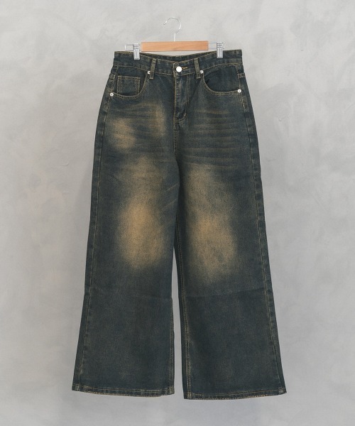 Shoowtime（ショウタイム）の「Vintage wash wide flare denim pants / ビンテージウォッシュワイドフレアデニムパンツ（デニムパンツ・メンズ・ブラック系/ブルー系/ネイビー系・X-LARGE/LARGE/MEDIUM）」の12枚目の写真