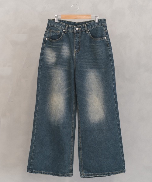 Shoowtime（ショウタイム）の「Vintage wash wide flare denim pants / ビンテージウォッシュワイドフレアデニムパンツ（デニムパンツ・メンズ・ブラック系/ブルー系/ネイビー系・X-LARGE/LARGE/MEDIUM）」の16枚目の写真