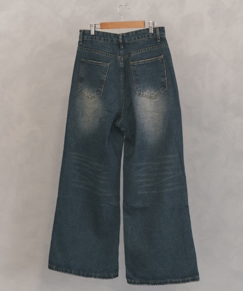 Shoowtime（ショウタイム）の「Vintage wash wide flare denim pants / ビンテージウォッシュワイドフレアデニムパンツ（デニムパンツ・メンズ・ブラック系/ブルー系/ネイビー系・X-LARGE/LARGE/MEDIUM）」の17枚目の写真