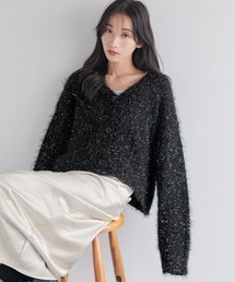 LOWRYS FARM | ラメシャギーＶカーディガン　250495(カーディガン/ボレロ)