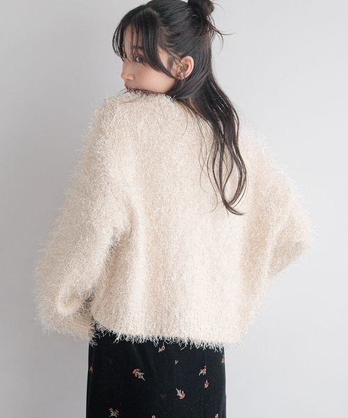 彩色確認ページ LOWRYS FARM（ローリーズファーム）の「ラメシャギーVカーディガン