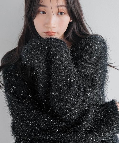 セール】ラメシャギーVカーディガン 250495（カーディガン/ボレロ