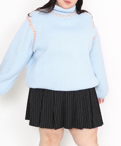 PUNYUS（プニュズ）の「ハンドステッチタートルネックニット（ニット/セーター・レディース・グリーン/サックスブルー/ブラック・2/3/4）」の20枚目の写真