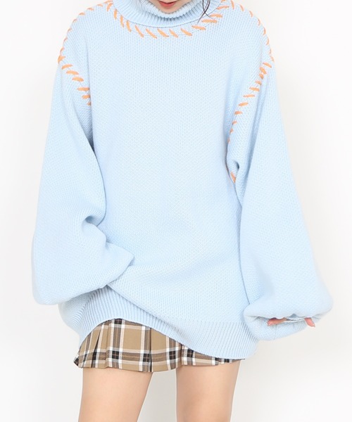 PUNYUS（プニュズ）の「ハンドステッチタートルネックニット（ニット/セーター・レディース・グリーン/サックスブルー/ブラック・2/3/4）」の13枚目の写真