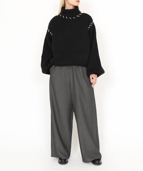 PUNYUS（プニュズ）の「ハンドステッチタートルネックニット（ニット/セーター・レディース・グリーン/サックスブルー/ブラック・2/3/4）」の10枚目の写真