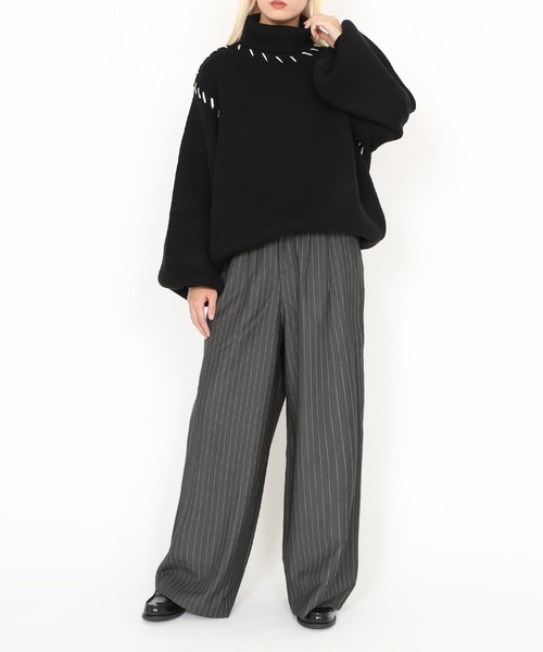 PUNYUS（プニュズ）の「ハンドステッチタートルネックニット（ニット/セーター・レディース・グリーン/サックスブルー/ブラック・2/3/4）」の12枚目の写真