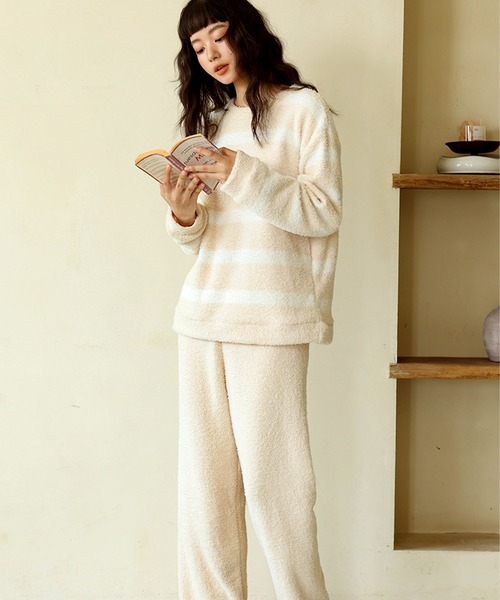 セール】ボア ニット ボーダー ルームウェア セットアップ