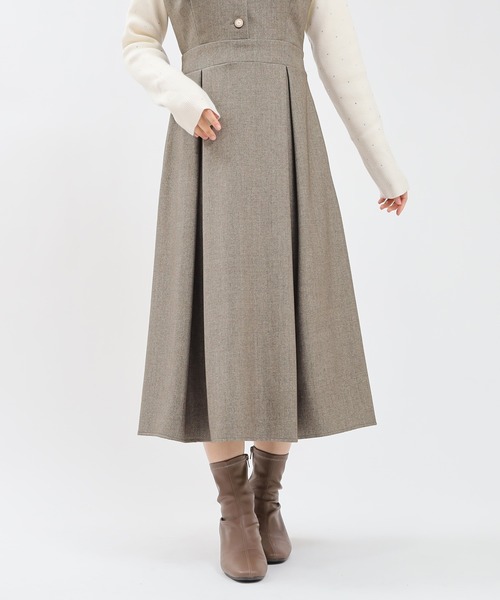 ASTORIA ODIER(アストリアオディール)の「Vネックフレアジャンスカ(ワンピース・レディース・グレー/ライトグレー/ブラウン・SMALL/MEDIUM)」の6枚目の写真