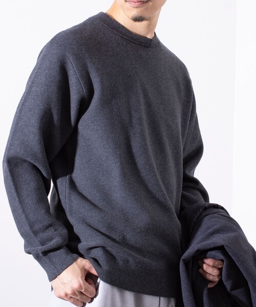 GLOSTER(グロスター)の「【ビジカジ対応】【GLOSTER/グロスター】ガータークルーネック ジャケット用ニット ジャケニット(ニット/セーター・メンズ・アイボリー/ブラック/チャコールグレー/ブルー・S/M/L)」の3枚目の写真