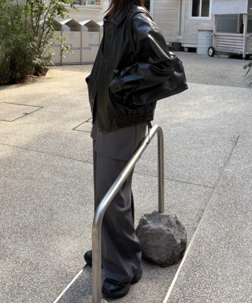 Aunt Marie's（アントマリーズ）の「フェイクレザーオーバーブルゾン（ブルゾン・レディース・ブラック・FREE）」の5枚目の写真