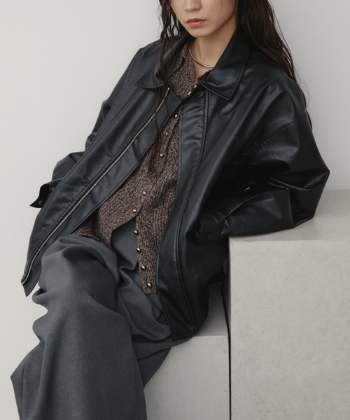 SANBI☆フェイクレザーオーバージャケット☆ブラックフリー SANBI☆フェイクレザーオーバージャケット☆ブラックフリー SANBI