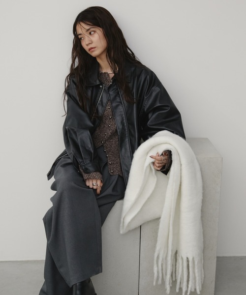 フェイクレザーオーバーブルゾン　ブラック　黒 フェイクレザーオーバーブルゾン（ブルゾン）｜Aunt Marie's（アント