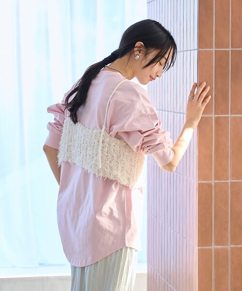 coen（コーエン）の「リボンヤーンニットキャミビスチェ（キャミソール・レディース・ブラック/オフホワイト・FREE）」の5枚目の写真