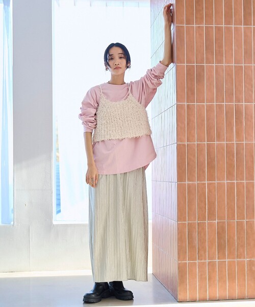 coen（コーエン）の「リボンヤーンニットキャミビスチェ（キャミソール・レディース・ブラック/オフホワイト・FREE）」の6枚目の写真