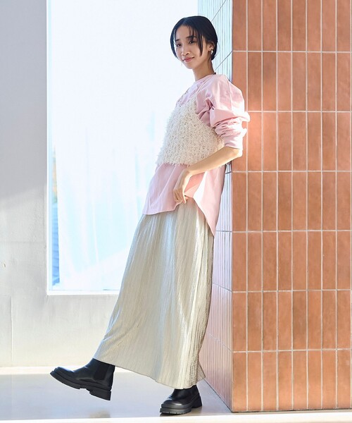 coen（コーエン）の「リボンヤーンニットキャミビスチェ（キャミソール・レディース・ブラック/オフホワイト・FREE）」の7枚目の写真