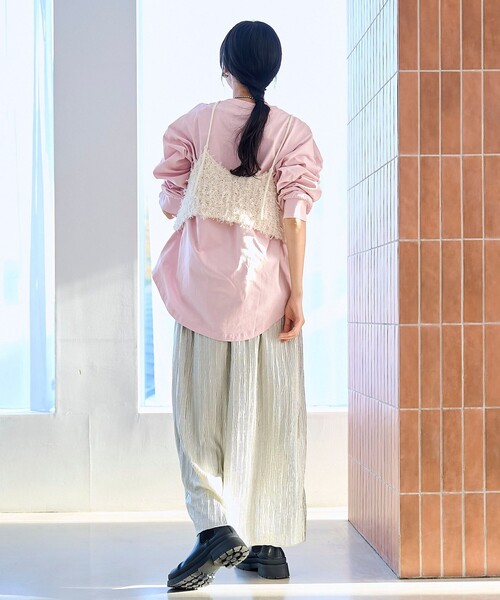 coen（コーエン）の「リボンヤーンニットキャミビスチェ（キャミソール・レディース・ブラック/オフホワイト・FREE）」の8枚目の写真