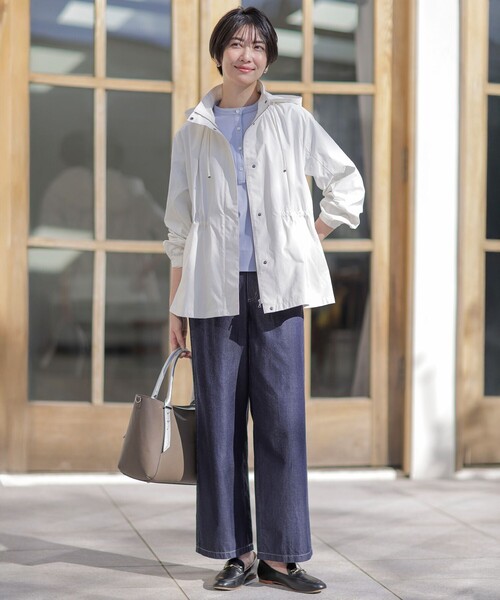 J.PRESS Ladies(J.プレス レディス)の「【洗える】5ozバージラコンパクト デニム セミワイドパンツ(デニムパンツ・レディース・ダルブルー系/ネイビー系・XS/XXS/S)」の5枚目の写真