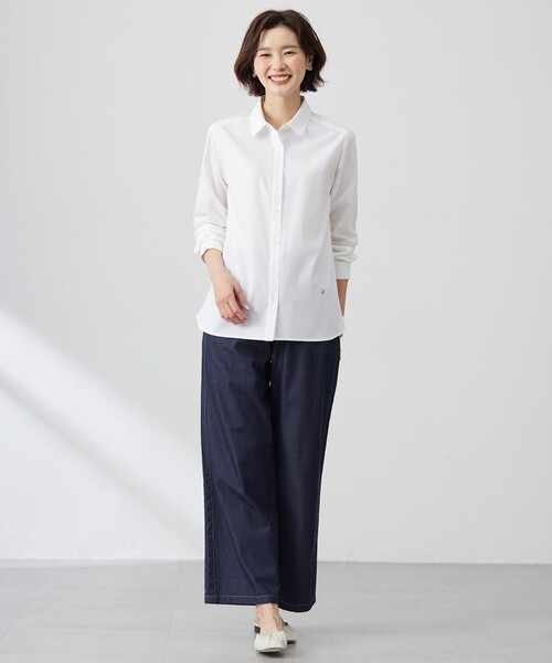 J.PRESS Ladies(J.プレス レディス)の「【洗える】5ozバージラコンパクト デニム セミワイドパンツ(デニムパンツ・レディース・ダルブルー系/ネイビー系・XS/XXS/S)」の17枚目の写真