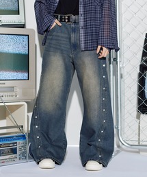 MSG | 12ozヴィンテージ加工カーブリベットバギーカーブデニム【UNISEX】(デニムパンツ)