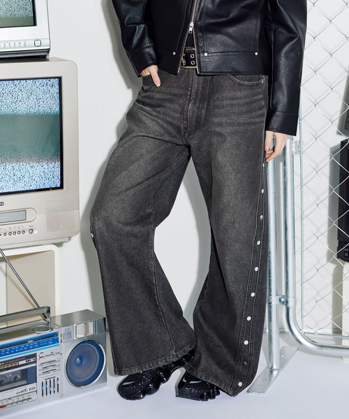 MSG（エムエスジー）の「12ozヴィンテージ加工カーブリベットバギーカーブデニム【UNISEX】（デニムパンツ・メンズ・ブラック/ブルー/ブラウン/レッド・S/M/L/XL）」の7枚目の写真