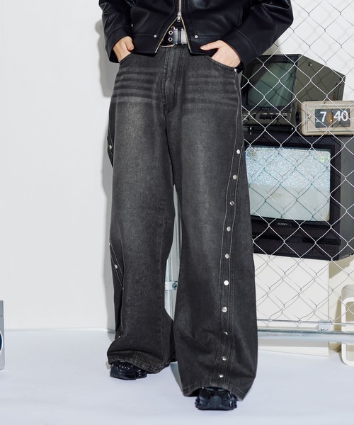 MSG（エムエスジー）の「12ozヴィンテージ加工カーブリベットバギーカーブデニム【UNISEX】（デニムパンツ・メンズ・ブラック/ブルー/ブラウン/レッド・S/M/L/XL）」の8枚目の写真