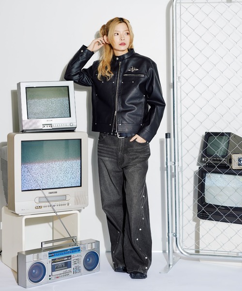 MSG（エムエスジー）の「12ozヴィンテージ加工カーブリベットバギーカーブデニム【UNISEX】（デニムパンツ・メンズ・ブラック/ブルー/ブラウン/レッド・S/M/L/XL）」の11枚目の写真