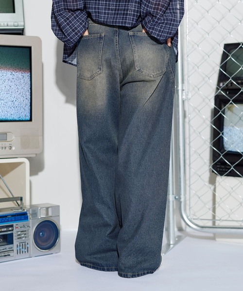 MSG（エムエスジー）の「12ozヴィンテージ加工カーブリベットバギーカーブデニム【UNISEX】（デニムパンツ・メンズ・ブラック/ブルー/ブラウン/レッド・S/M/L/XL）」の21枚目の写真