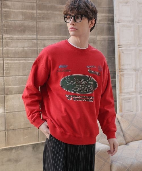 PBLIM(ページボーイリム)の「《UNISEX》ライダーロゴスウェット(スウェット・レディース・レッド/ブラック・MEDIUM/LARGE)」の1枚目の写真