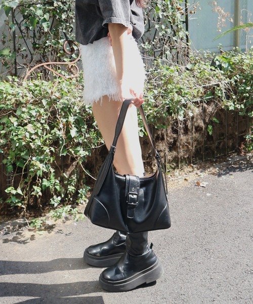 tinkerend(ティンカーエンド)の「Belt Shoulder Bag / ベルトショルダーバッグ 2WAY(ショルダーバッグ・レディース・ブラック・FREE)」の7枚目の写真