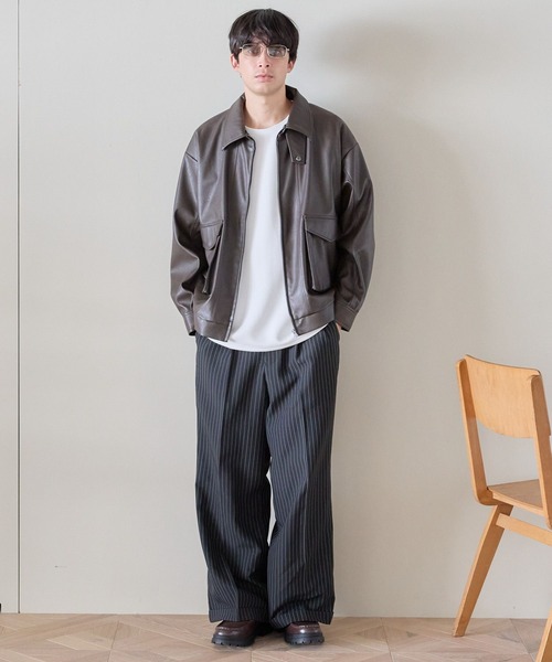LAKOLE(ラコレ)の「ストライプワイドパンツ / 289309(スラックス・メンズ・ネイビー/ブラック・MEDIUM/LARGE)」の15枚目の写真