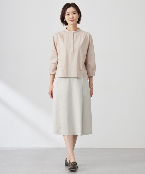 J.PRESS(ジェイプレス)の「【洗える】リネンツイル Aライン スカート(スカート・レディース・カーキ系/ベージュ系/ネイビー系・T13/T17/T15)」の4枚目の写真